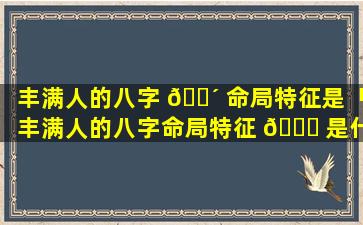 丰满人的八字 🌴 命局特征是「丰满人的八字命局特征 🐟 是什么意思」